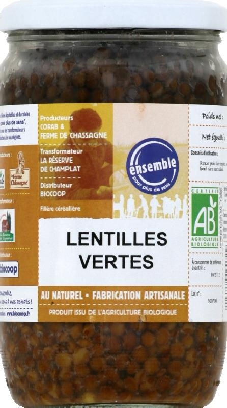 Lentilles vertes au naturel 450g ne