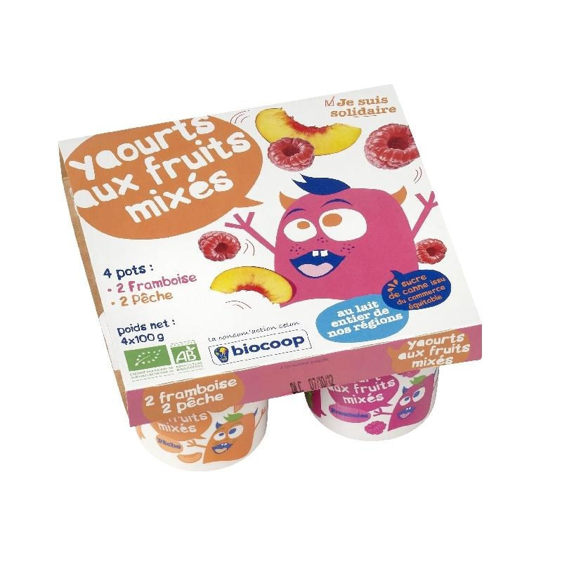 Yaourt fruits mixés framb. pêche 4x100g Yaourt fruits mixés framb. pêche 4x100g