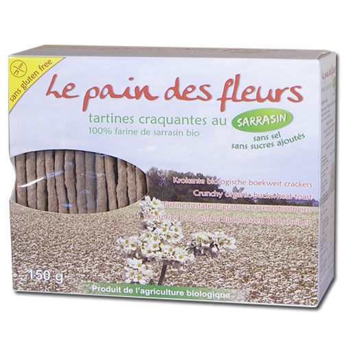 Le pain des fleurs, Tartines craquantes au Sarrasin, Sans Gluten, Sans Sel 150g